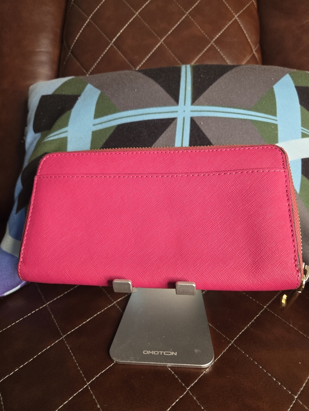 Rebecca Minkoff Hot Pink Studded Zip Wallet - Picture 2 of 5